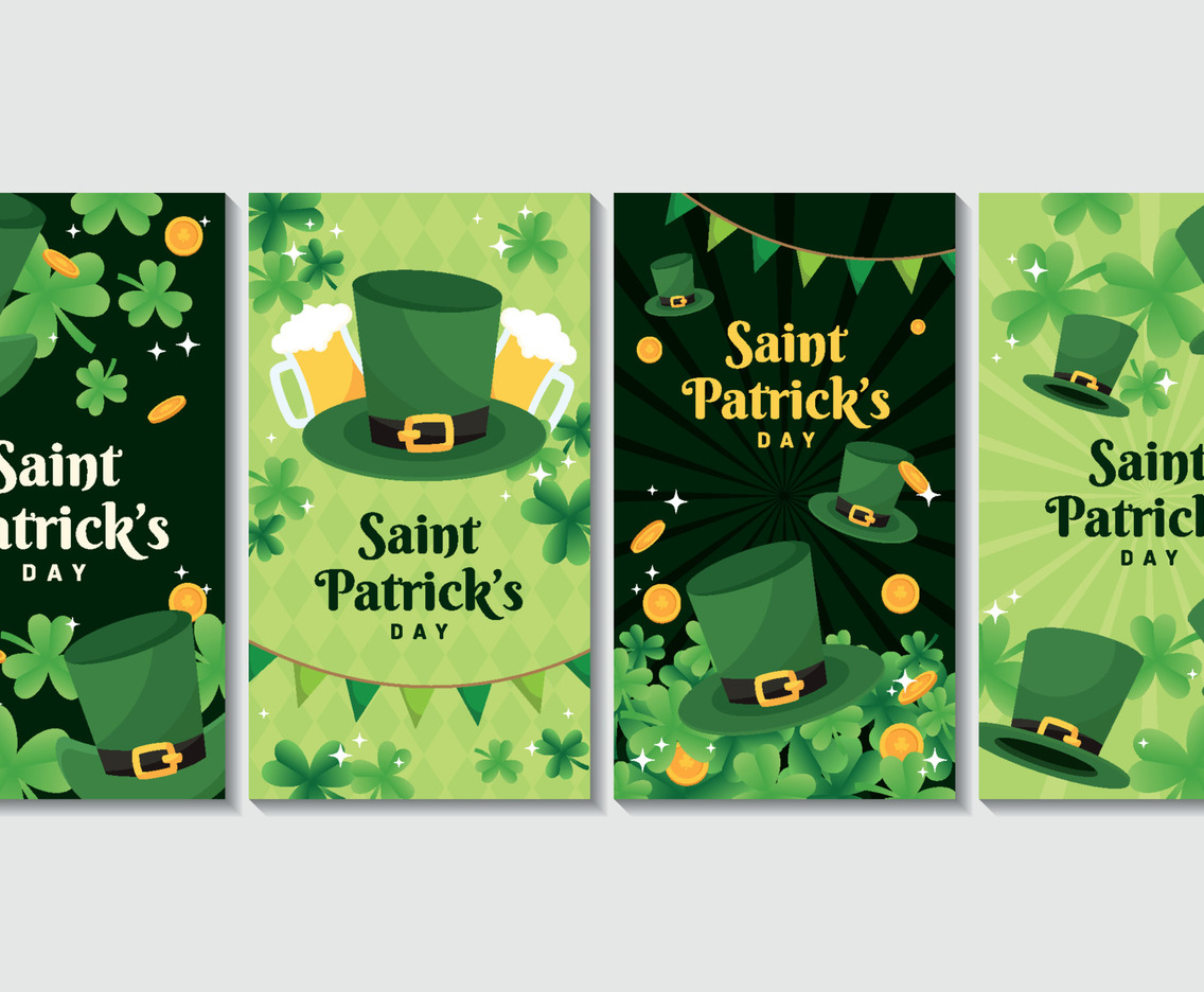 Saint Patrick's Hat and Clover Social Media Story in Green Scheme Color