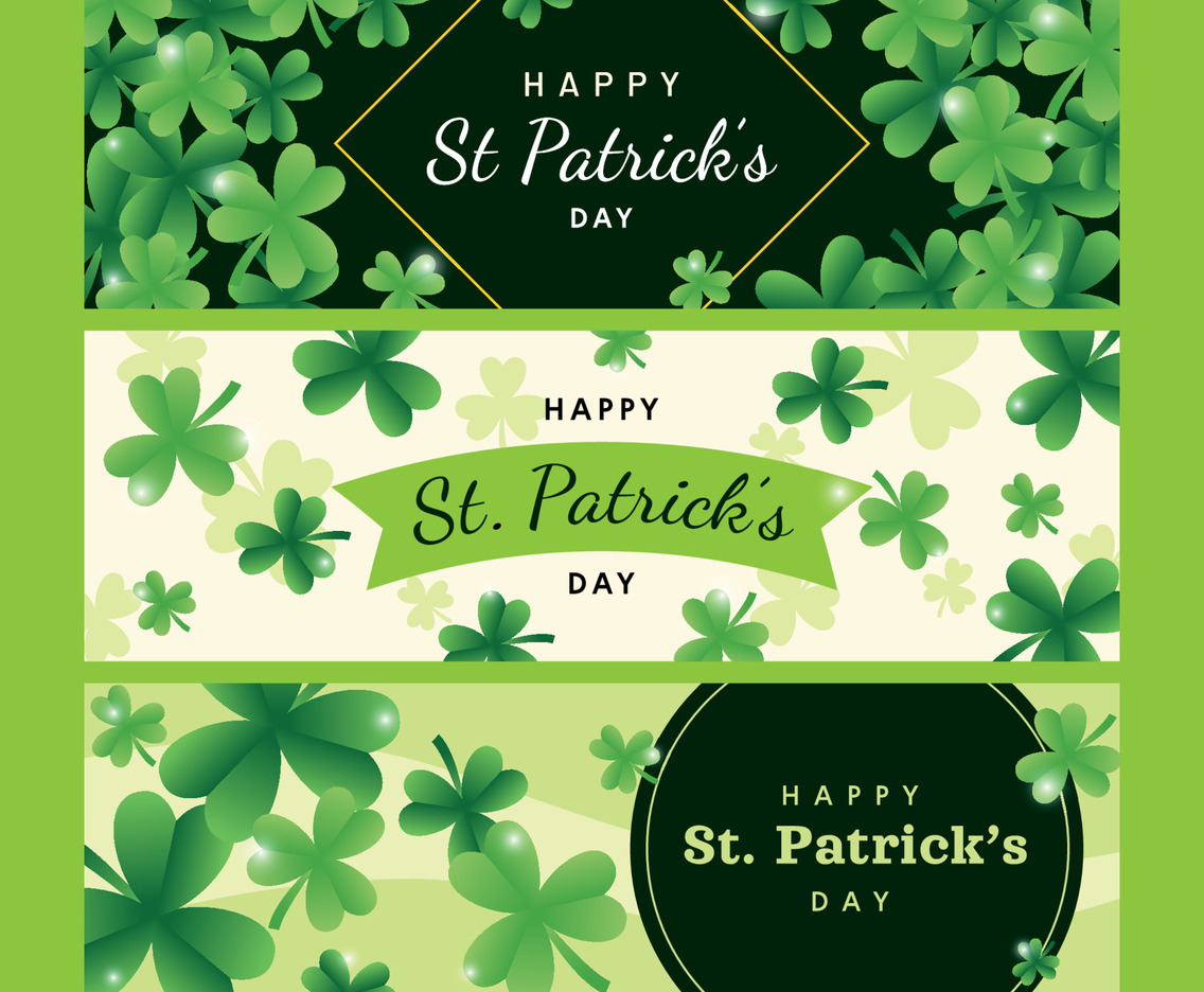 Collection of Saint Patrick's Day Banner with Different Shamrock Layout