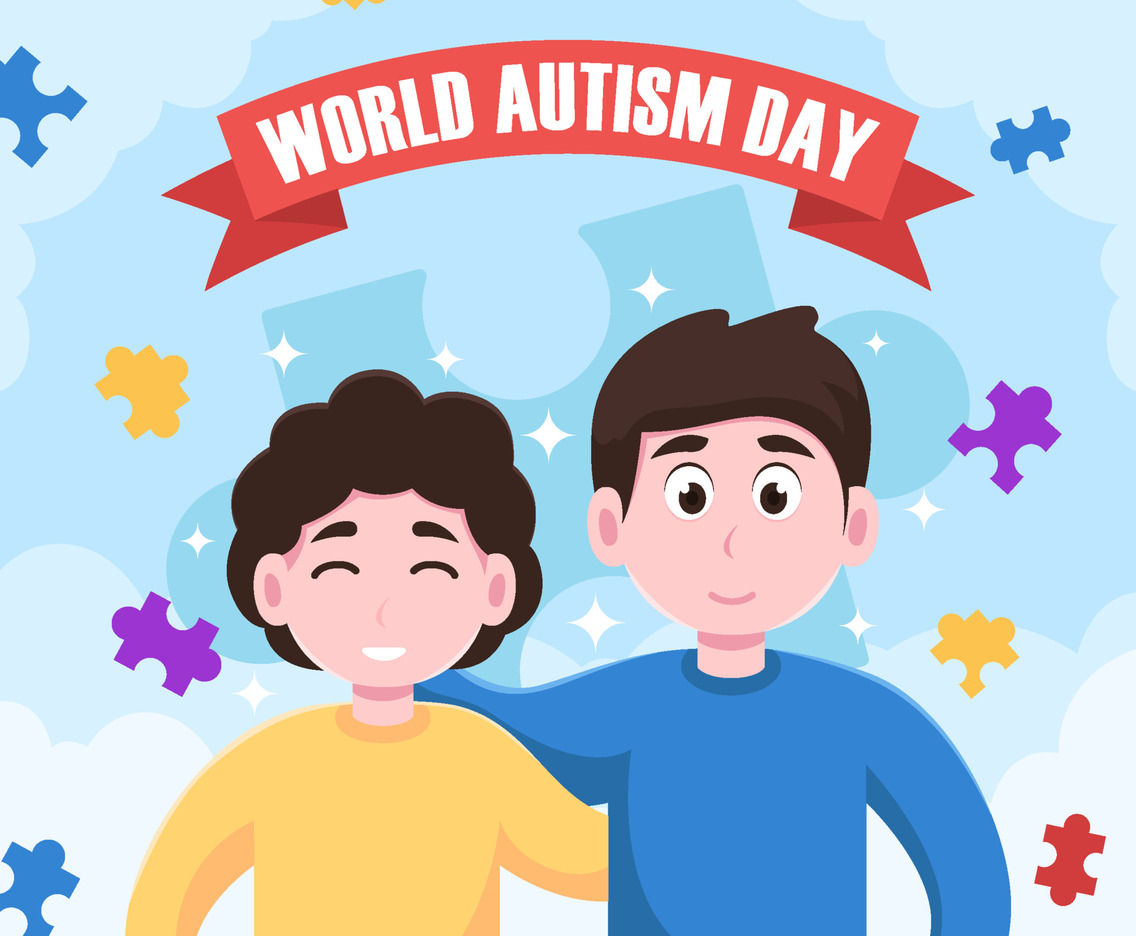 World Autism Day with Two Children Concept