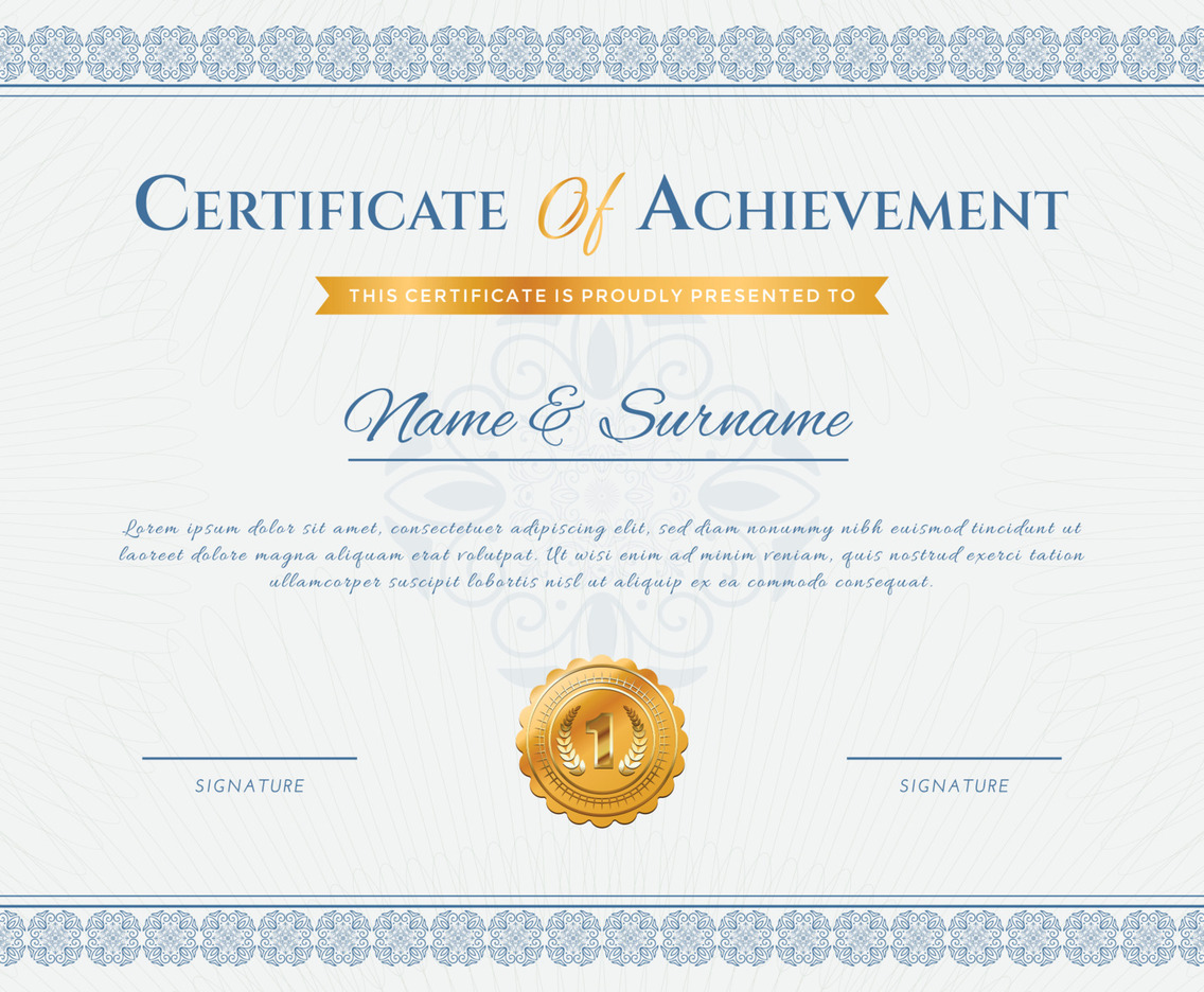 Certificate Of Achievement For School Graduation Template Vector Art ...