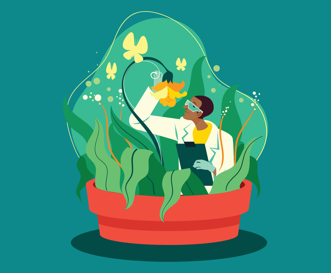 Botanist with His Giant Flower