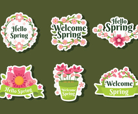 Set of Spring Floral Sticker