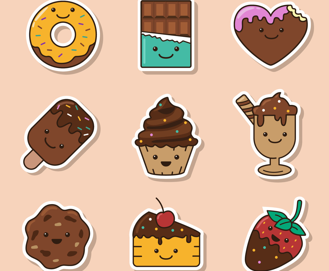 Chocolate Cake and Food Sticker Set