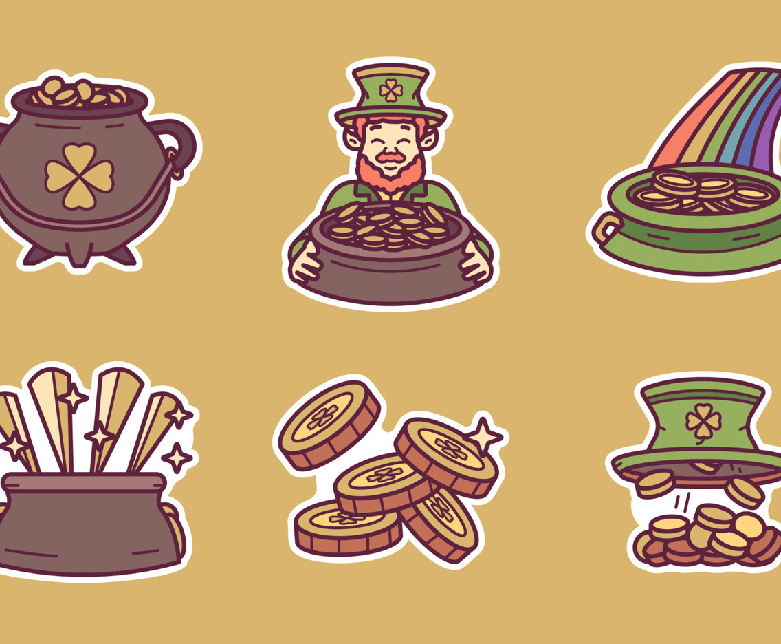 St. Patrick's Day Pot of Gold Sticker Collection