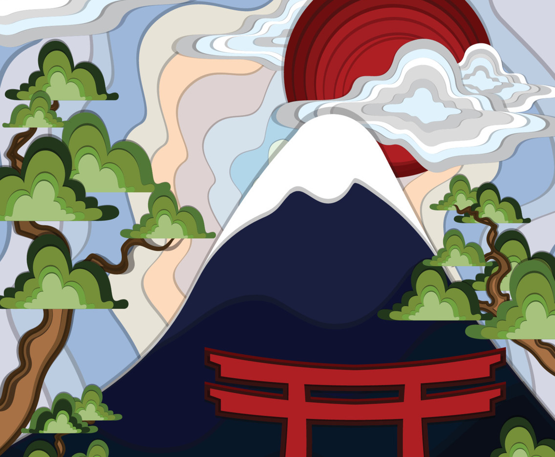 Japanese Papercut Background Concept