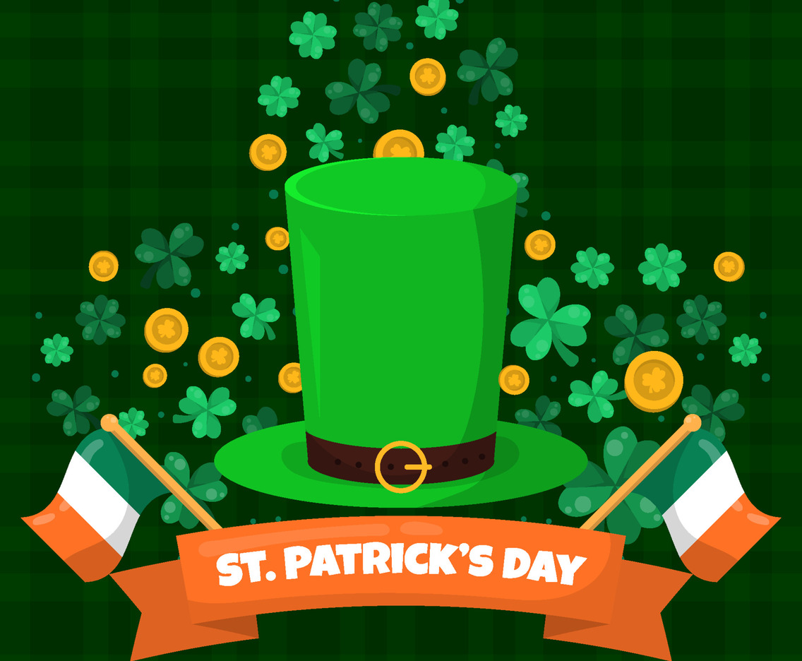 St Patricks Day Shamrock Clover With Green Hat