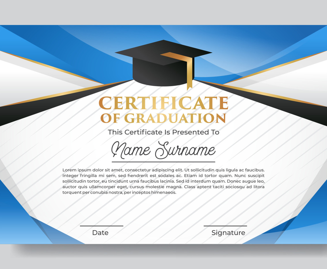 Certificate of Graduation Template with Toga Hat