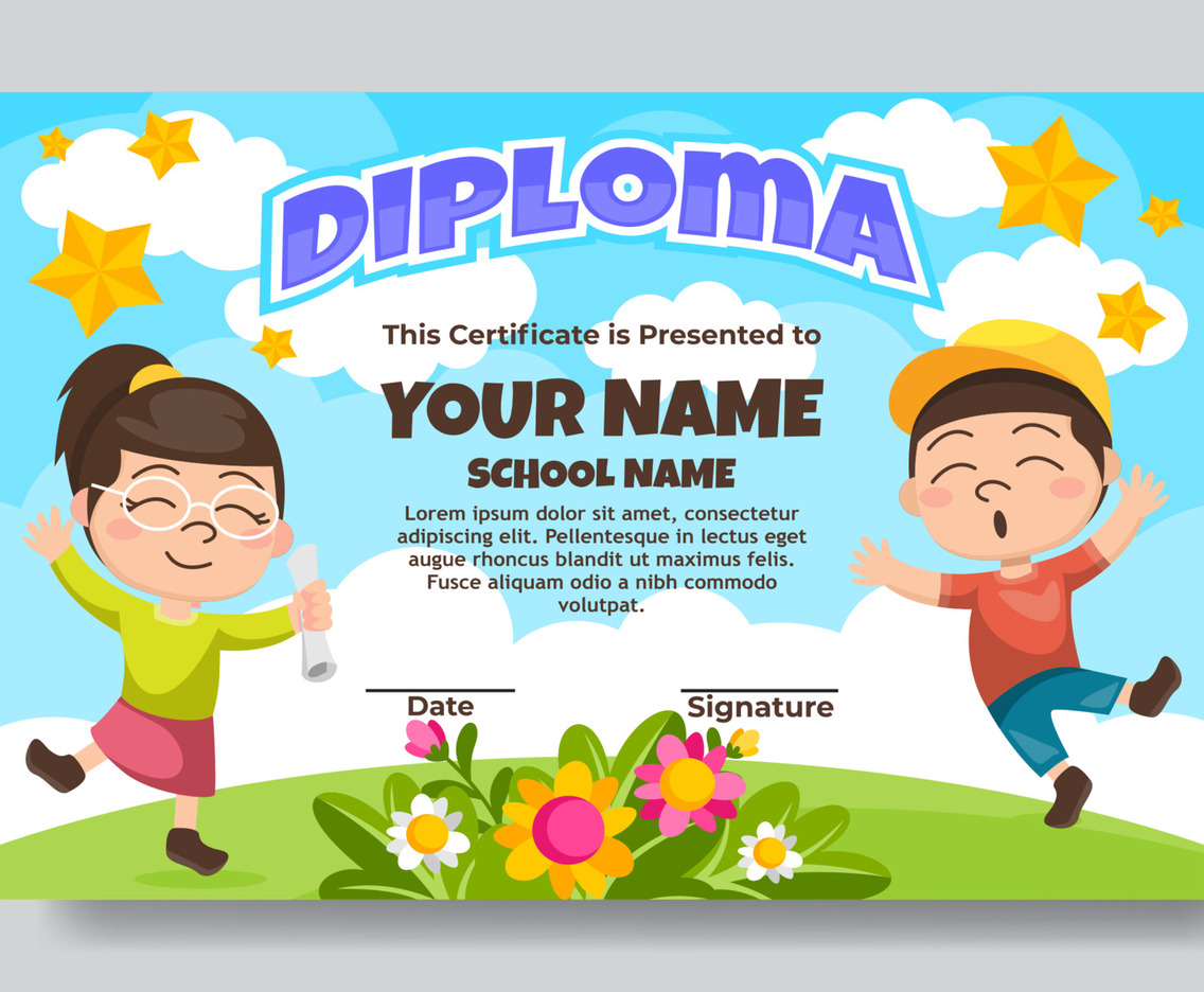 Certificate Of Kindergarten Graduation Template Vector Art Graphics Certificate Of Kindergarten Graduation Template Vector Art Graphics