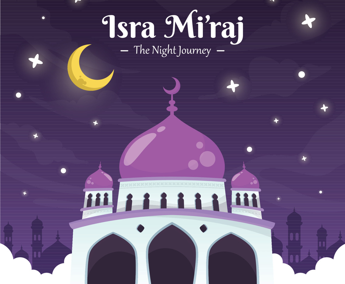 Cute Holy mosque Isra Miraj The Night of Journey