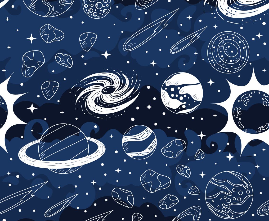 Doodle Celestial Bodies Seamless Background
