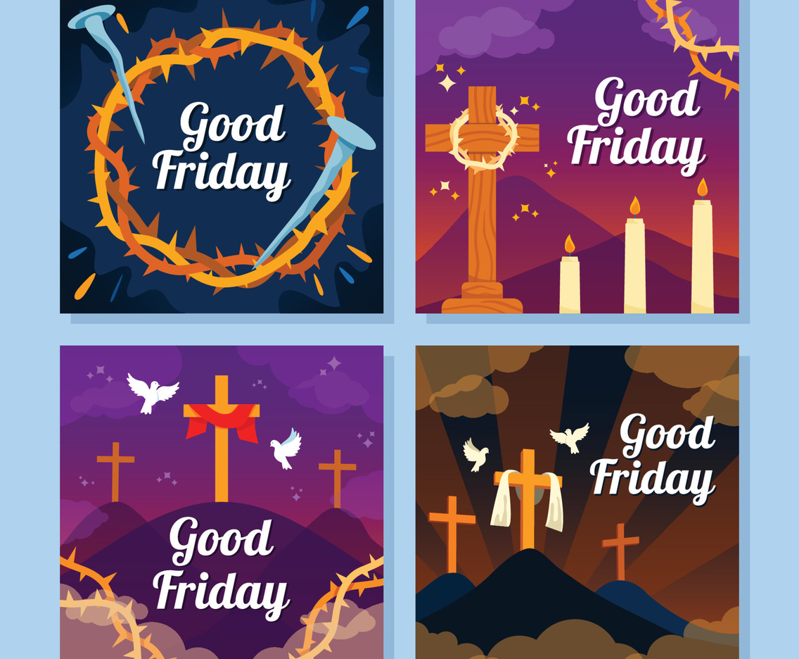 Set of Good Friday Social Media Posts