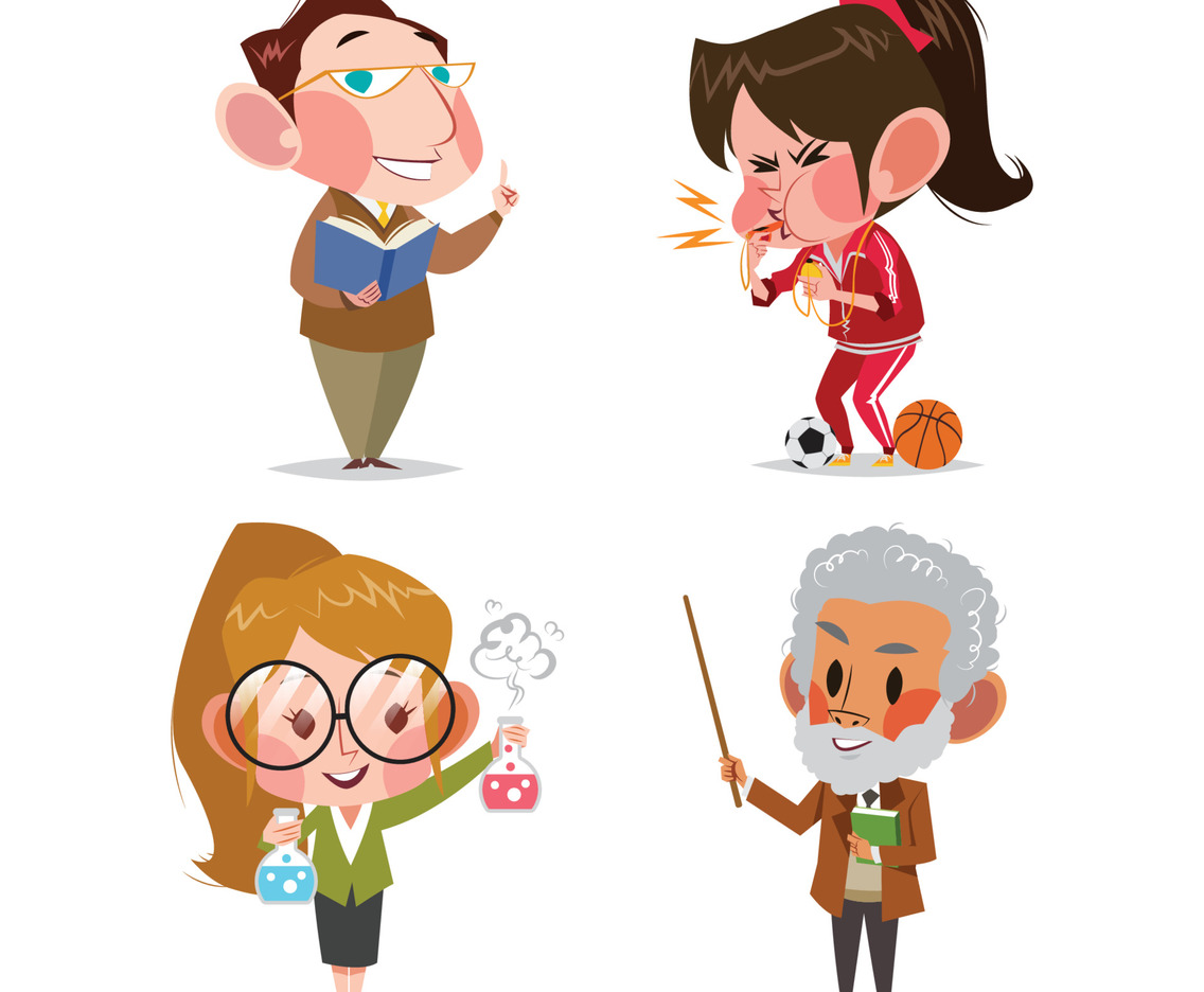 National Teacher's Day Cartoon Characters Concept Set