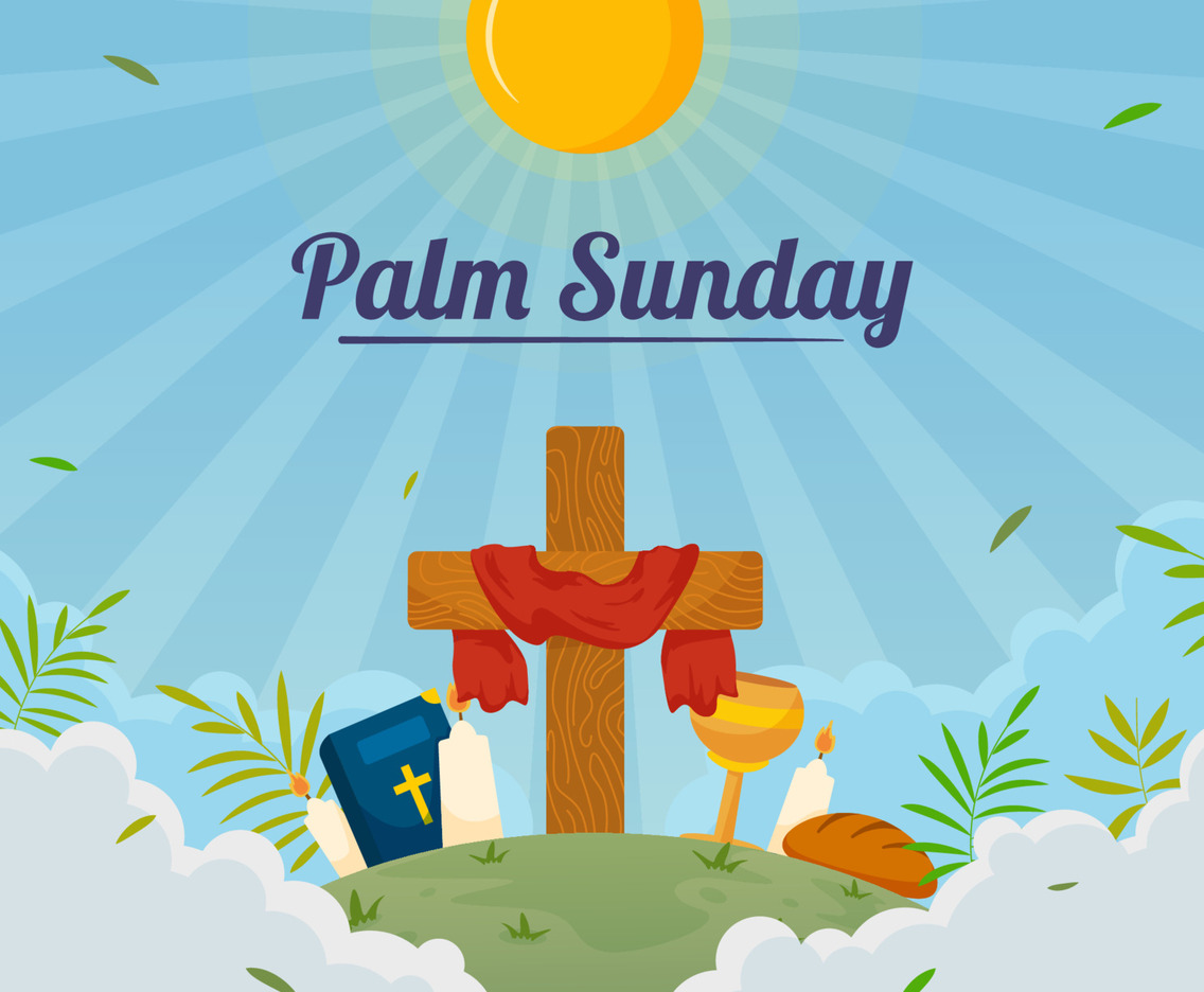 Palm Sunday with Cross Bilbe Candle Background