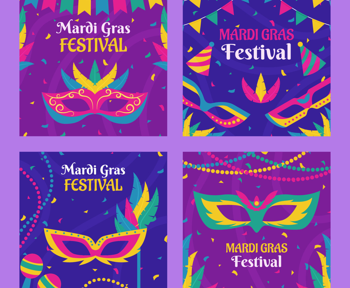 Mardi Gras Festival Social Media Post template