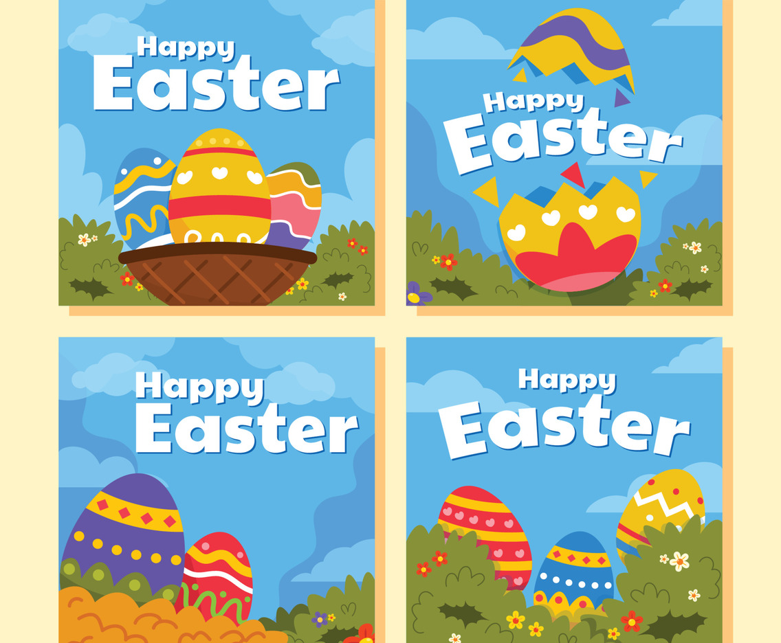 Decorated Eggs on Easter Day Social Media Posts