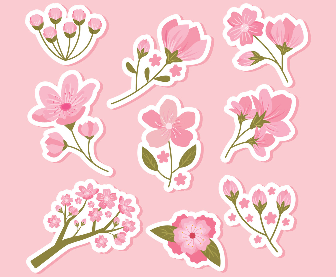 Beautiful Cherry Blossom Sticker Set
