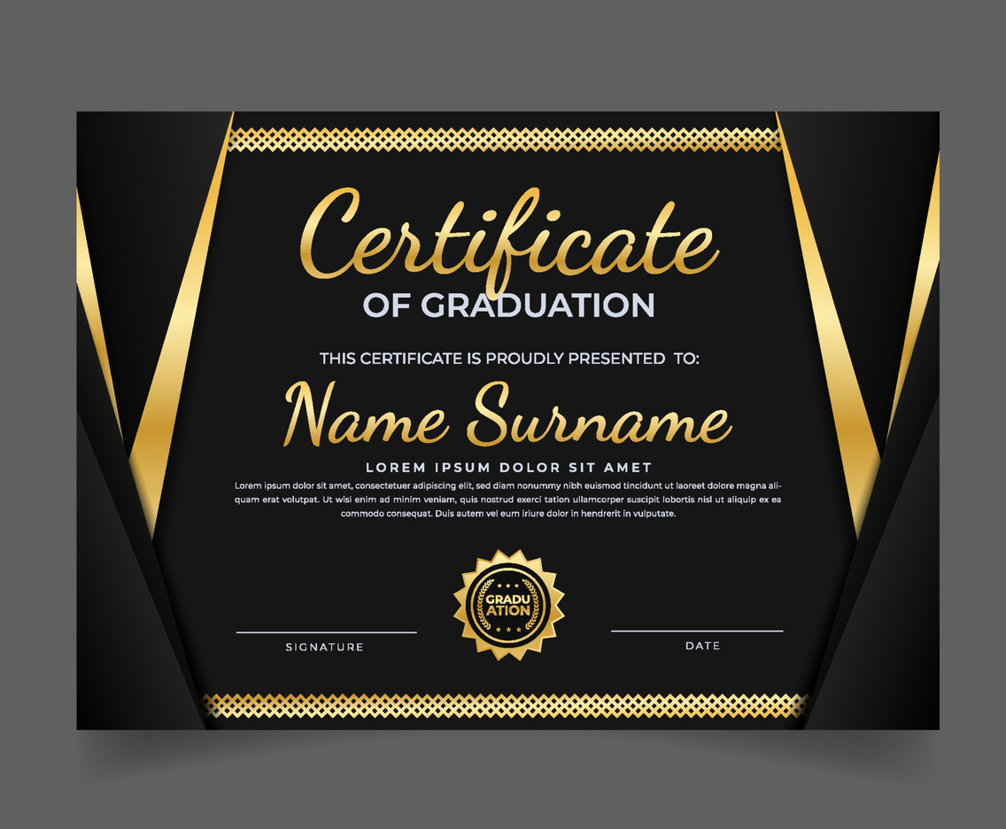 Template of Black Certificate of Graduation