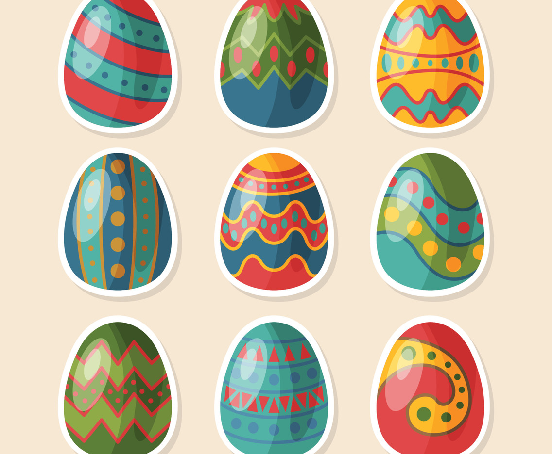 Easter Egg Doodle Pattern Stickers Collection