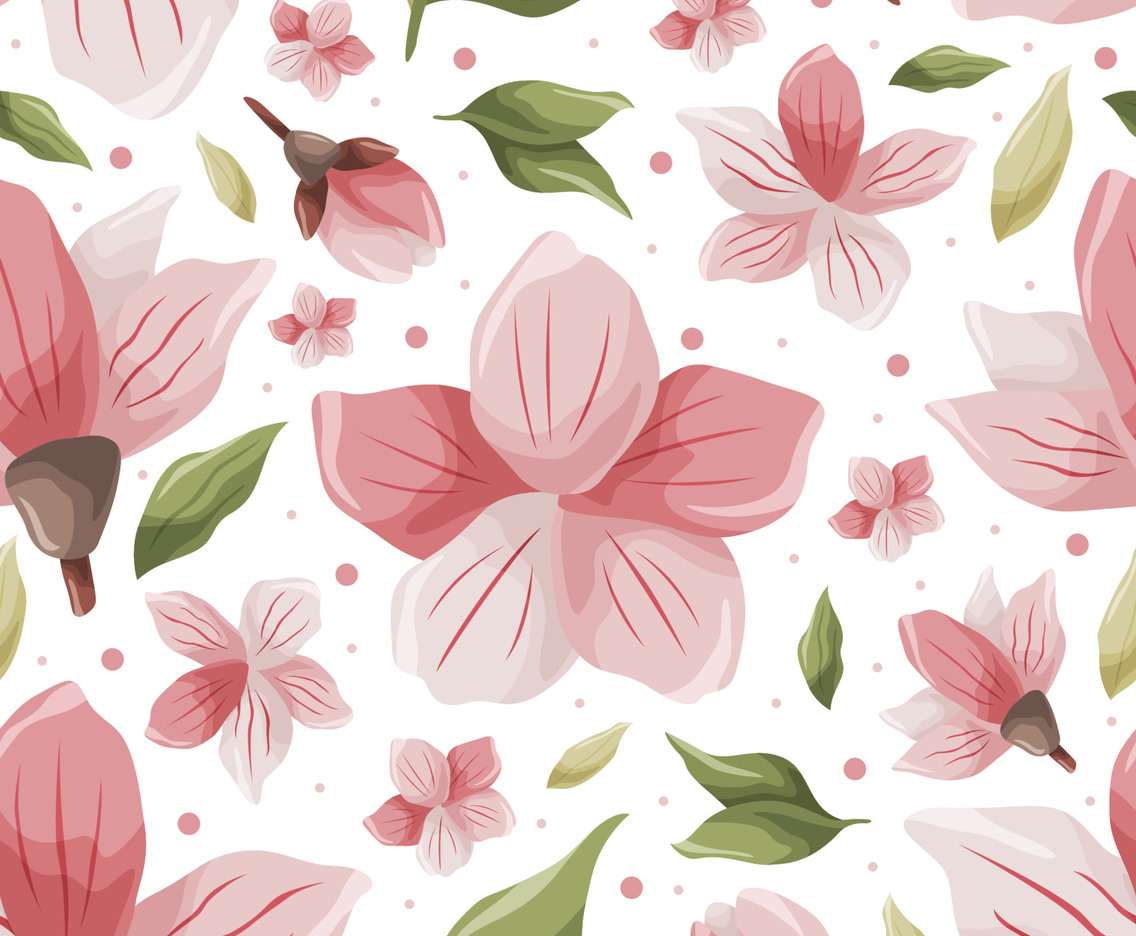 Cherry Blossom BLooming FLower Seamless Pattern