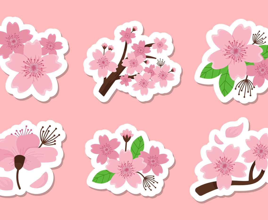Set of Cherry Blossom Stickers