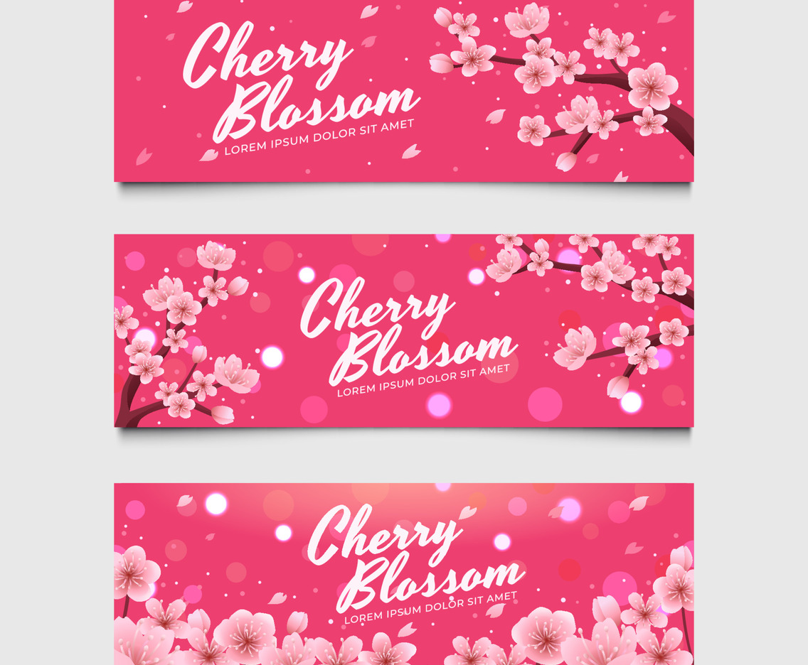 Set of Cherry Blossom Banner