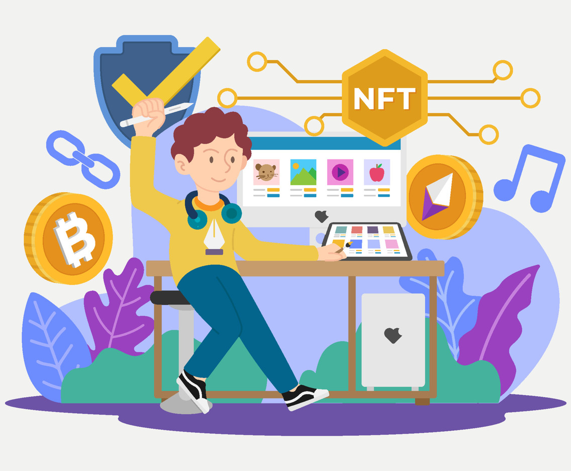NFT Non-Fungible Token Crypto Finance Illustration