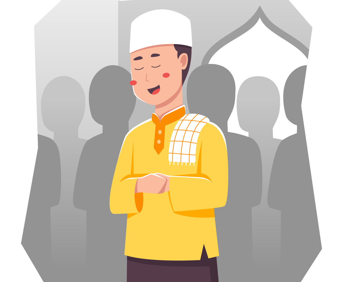 An Imam is Leading the Moslem Prayer