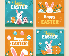 Happy Easter Greeting Card with Bunny and Egg