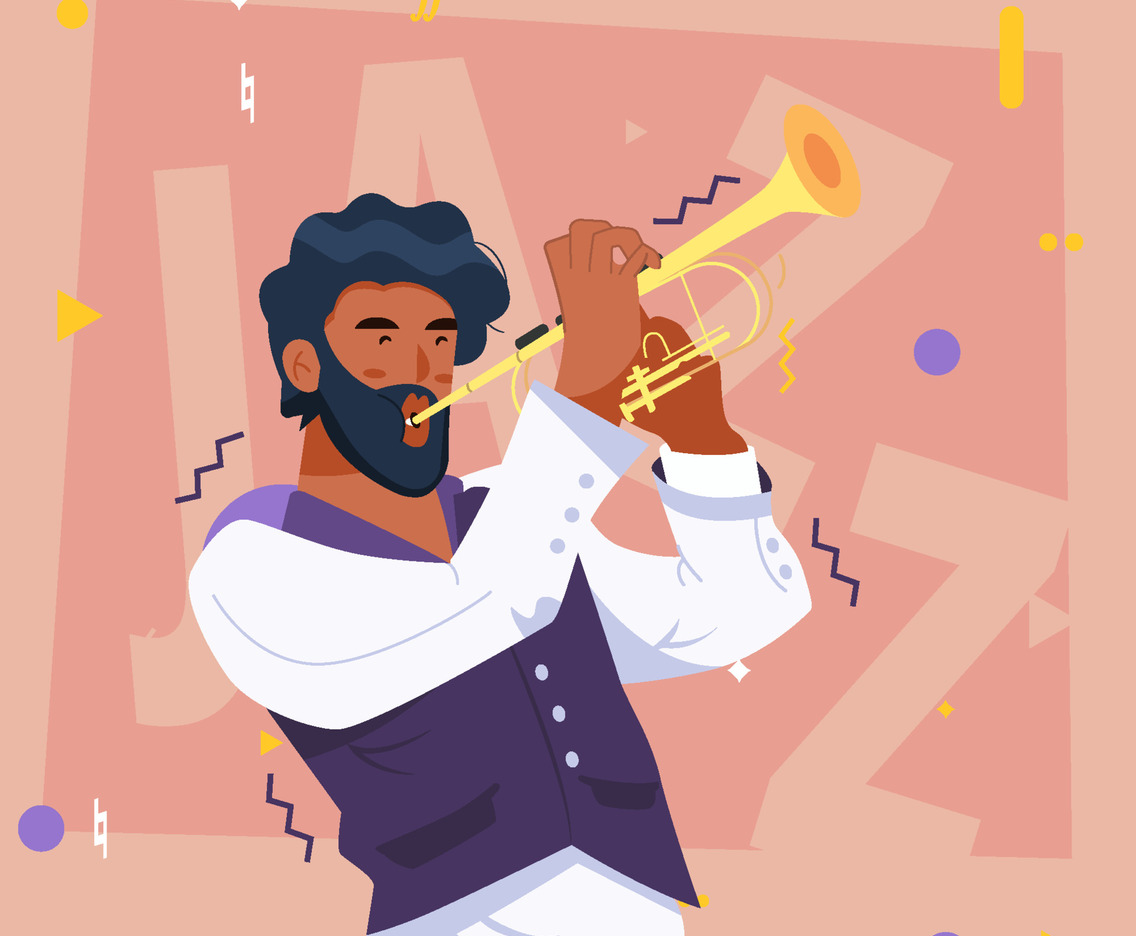 Jazz Musician Plays Trumpet Concept