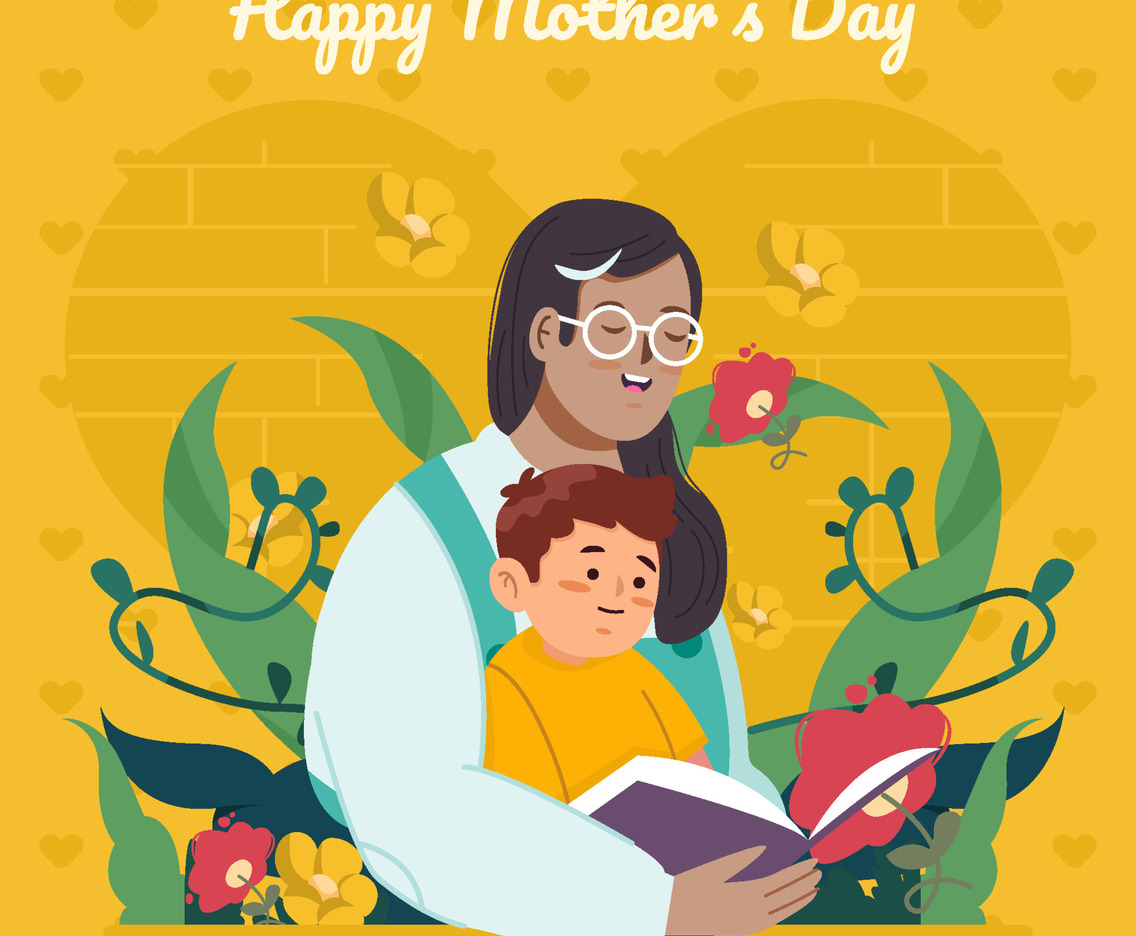 Mother Reads Bedtime Stories Concept