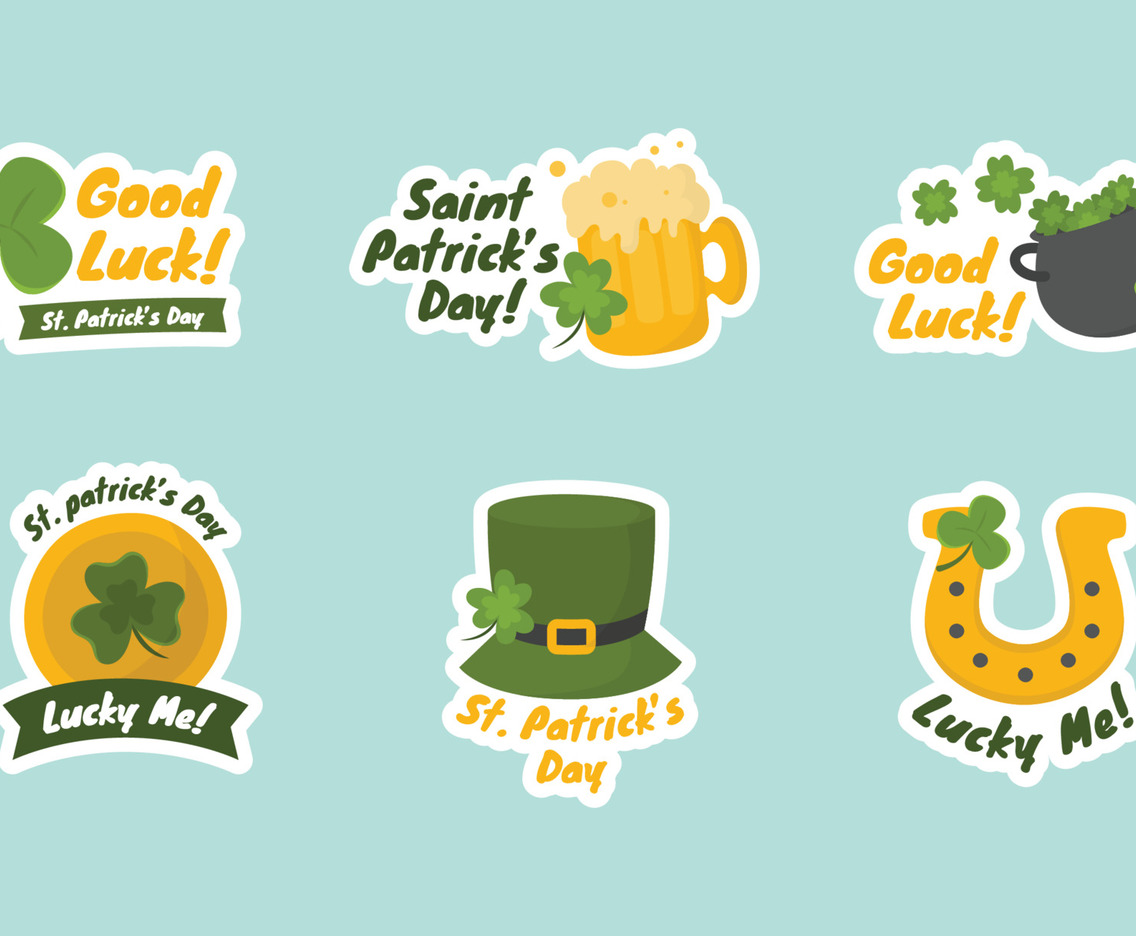 Saint Patrick's Day with Clover elements Sticker Set
