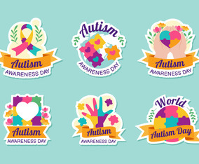 Colorful World Autism Day Sticker Collection Vector Art & Graphics ...