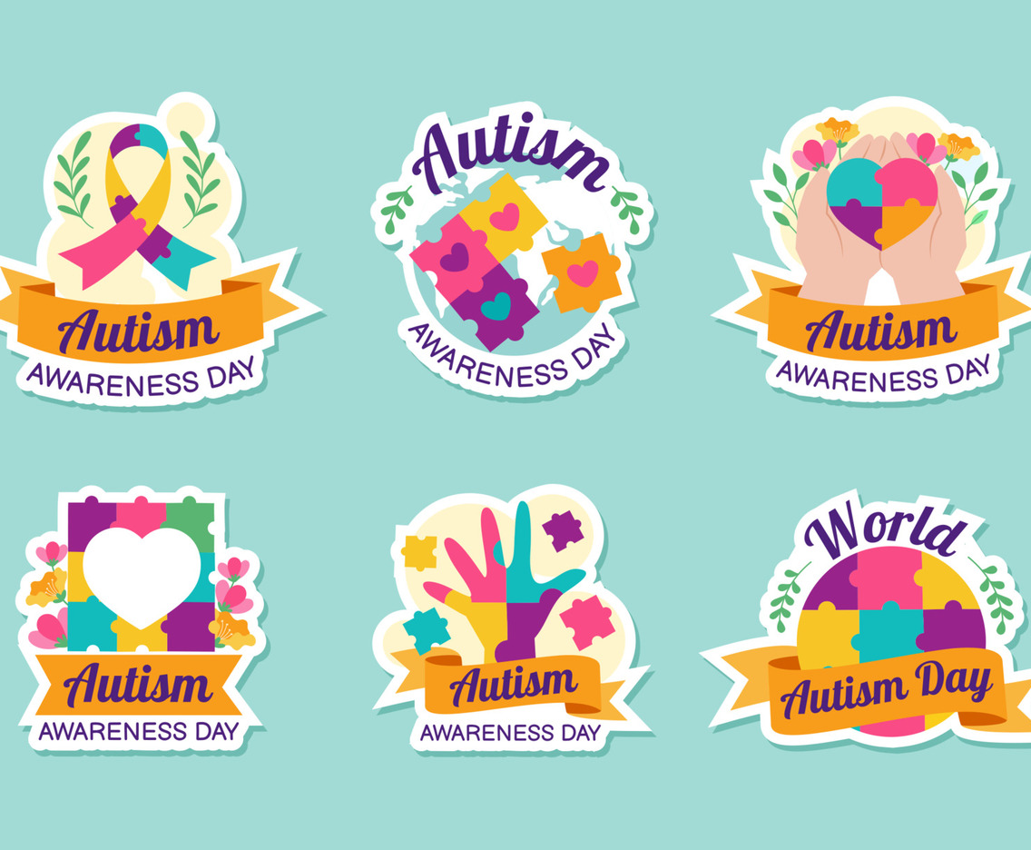 Colorful World Autism Day Set