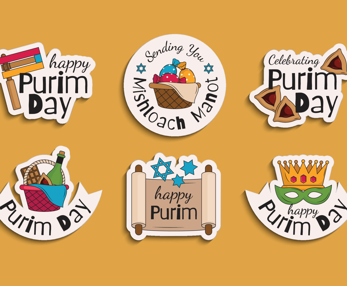 Happy Purim Day Sticker Collection