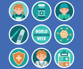 World Immunization Week Sticker Template Set