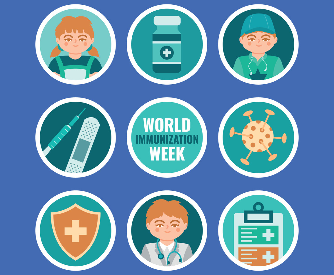 World Immunization Week Sticker Template Set