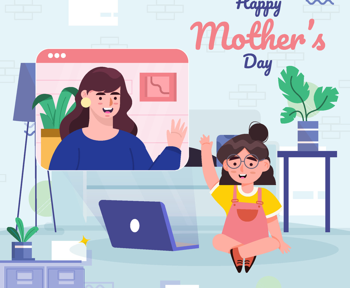 Daughter Celebrates Happy Mother's Day Virtually Concept
