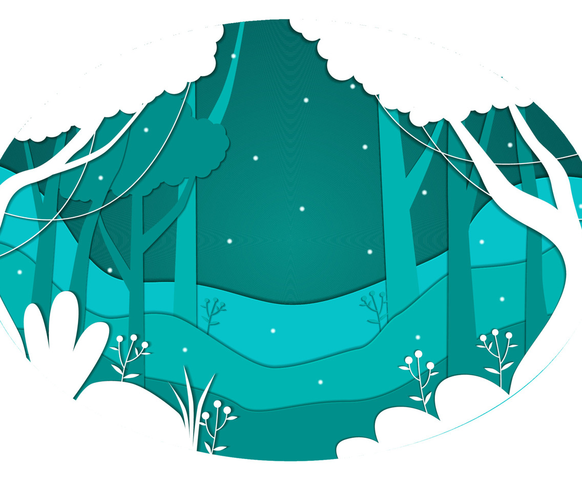 Jungle Trees Papercut with Green Color Palette Concept