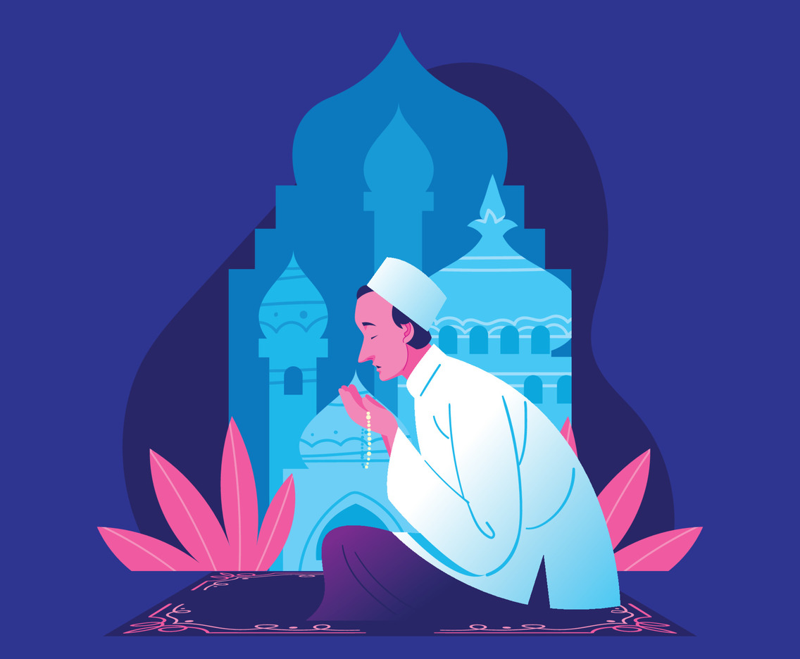 A Santri Praying in Mosque