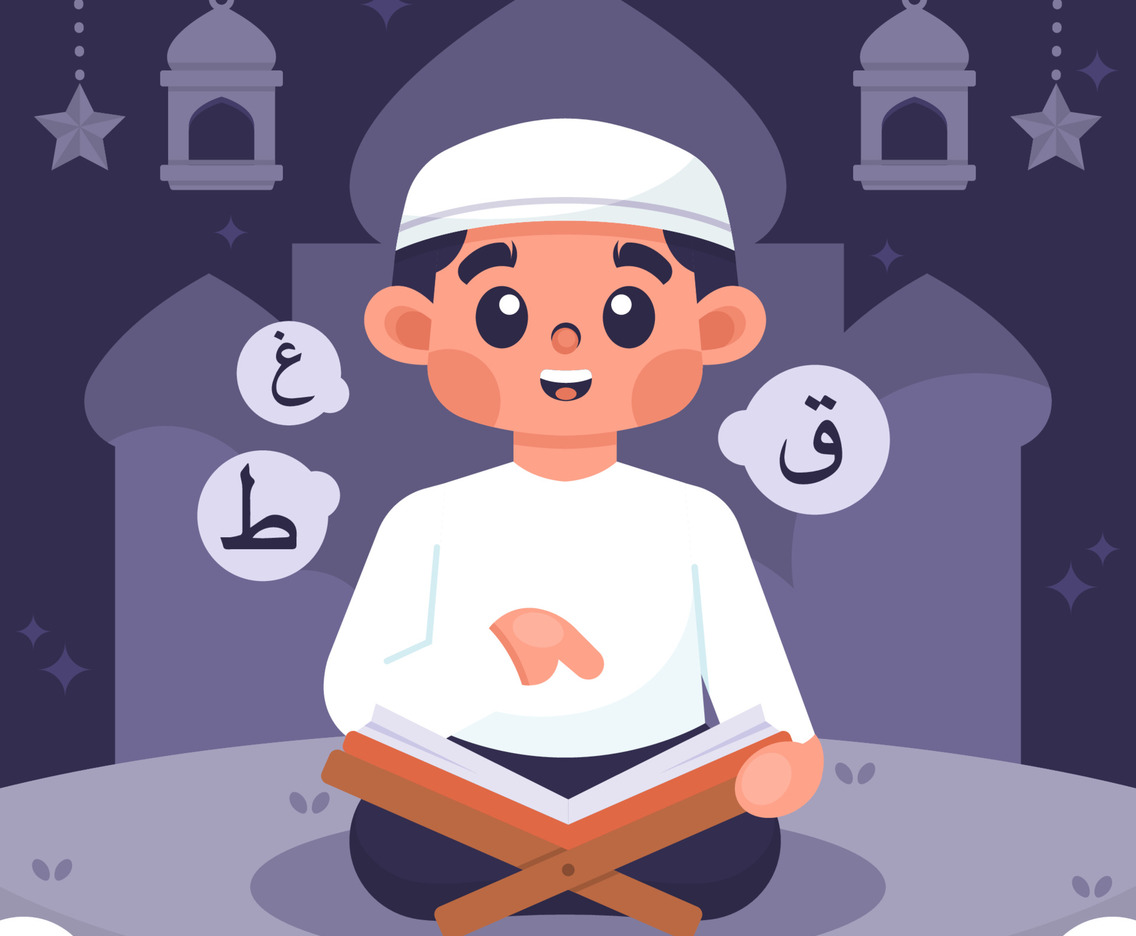 Moslem Boy Praying at Mosque