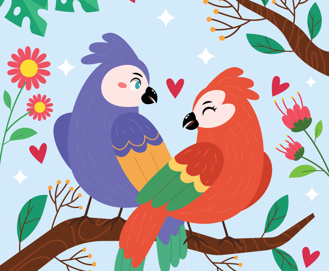 A Pair Of Birds In Spring
