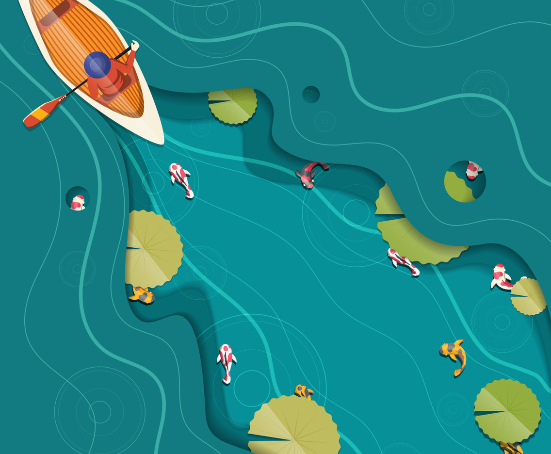 Canoeing Paper Cut Background
