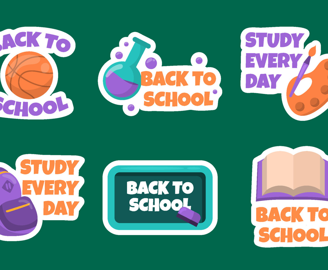 Flat Back to School Sticker Collection