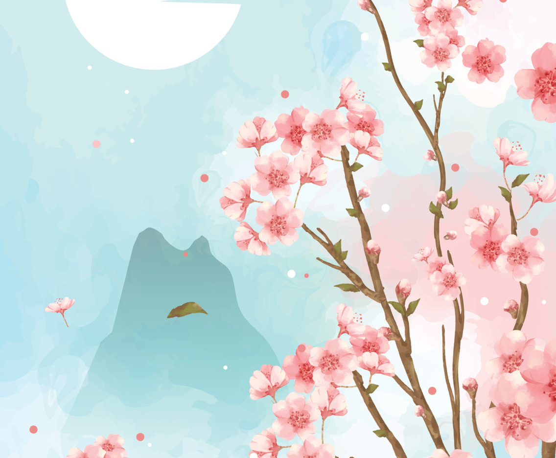 Cherry Blossom in Painting Concept