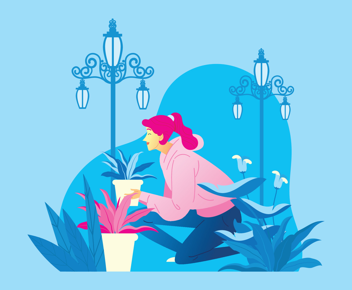 A Girl Gardening at Springtime