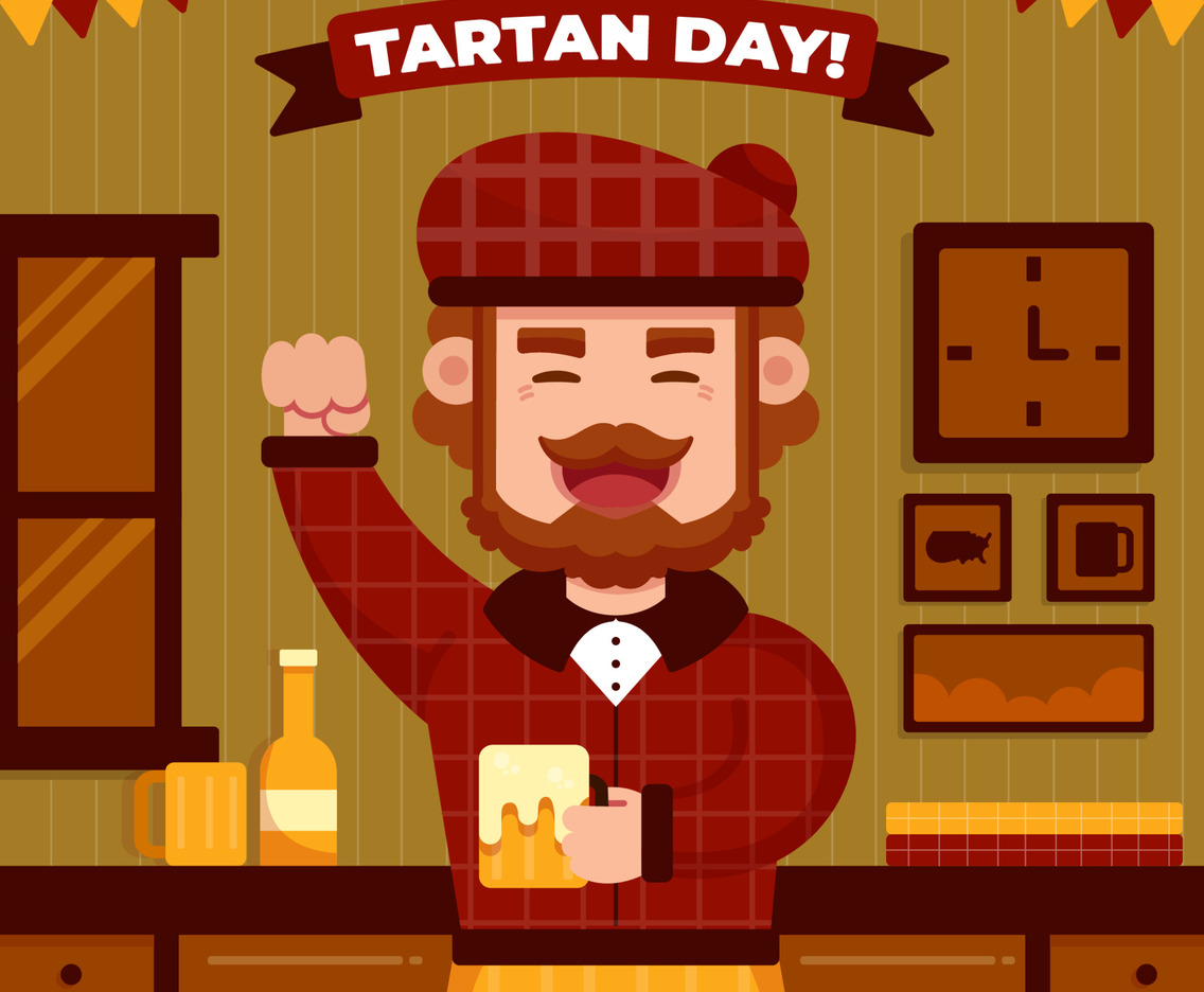 Happy Man Celebrating Tartan Day