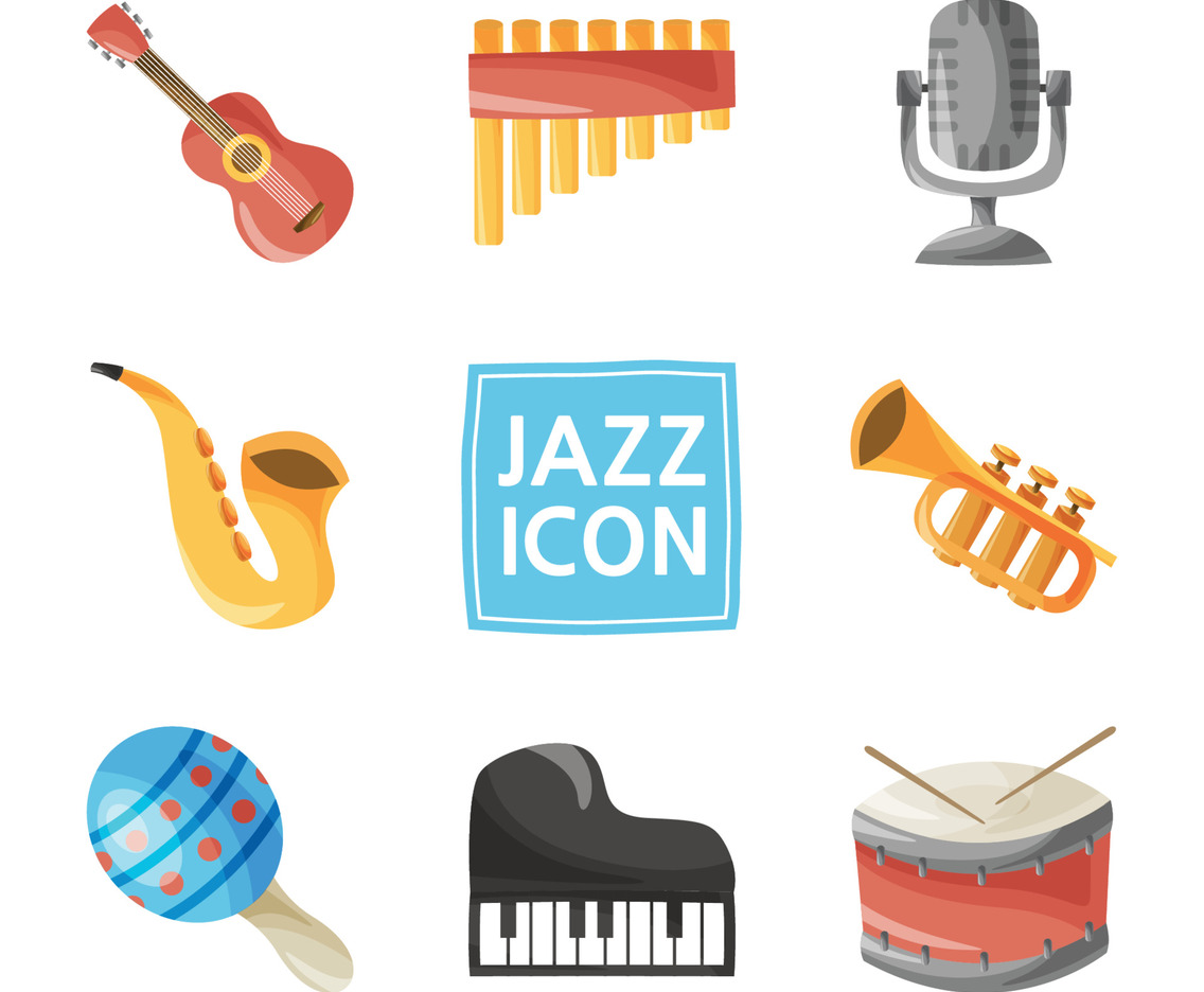 Jazz Music Doodle Colorful Icon Collection