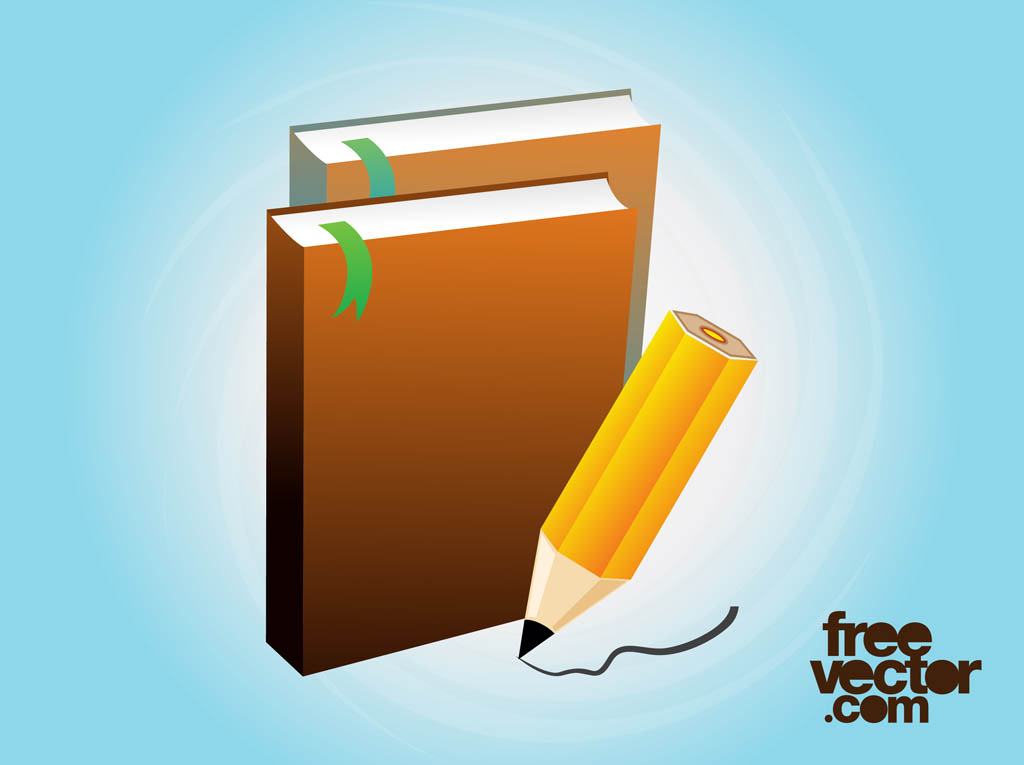 Books And Pencil Vector