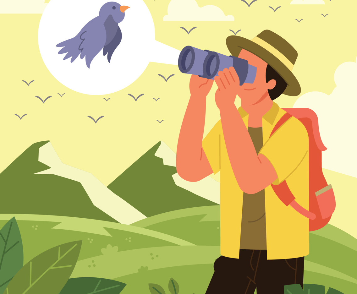 Ornithologist Studying Bird Physical Appearance Concept