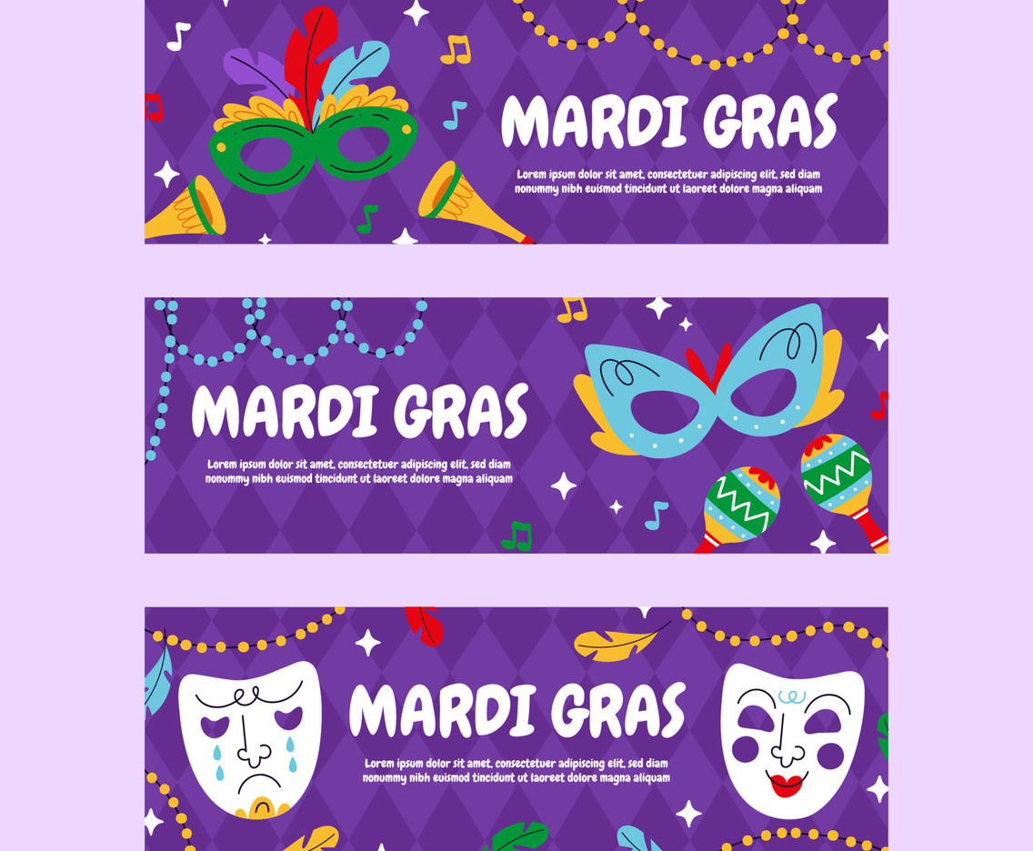 Mardi Gras Banner Set